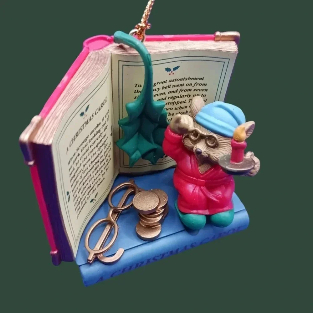 Westmart vtg mouse reading book ornament christmas "2.25x2.25"